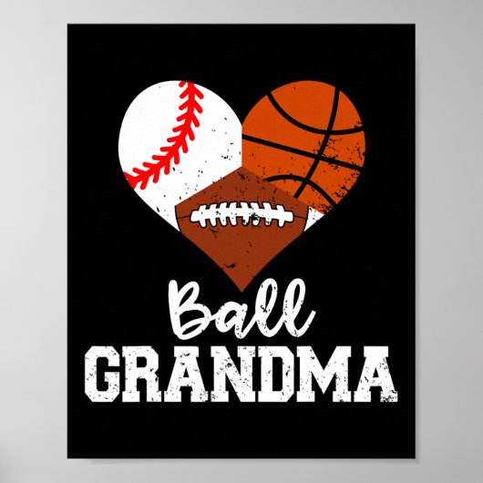Bal Oma Fun Basketbal Football Poster (Voorkant)