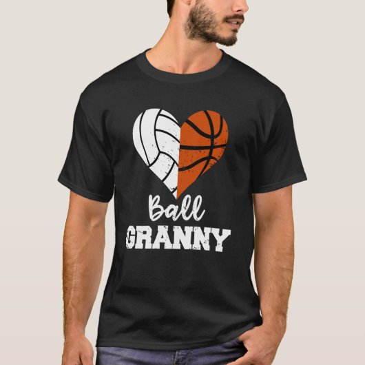 Bal Oma Hart Grappig Volleybal Basketbal Oma T-shirt (Voorkant)