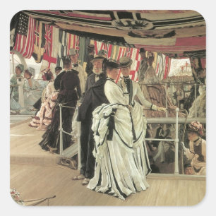 Bal op het schip door James Tissot, Victoriaanse K Vierkante Sticker