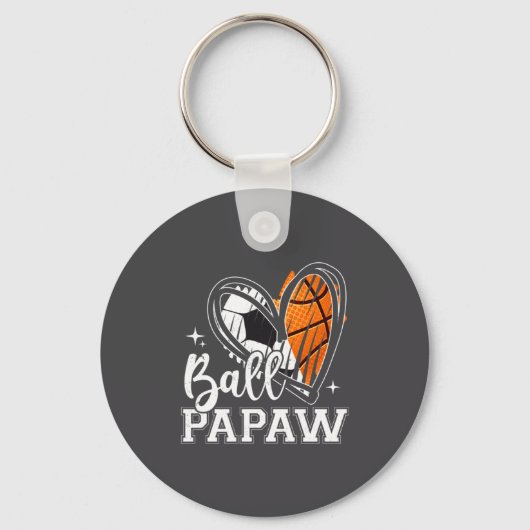 Bal Papaja Voetbal Basketbal Hart Sleutelhanger (Voorkant)