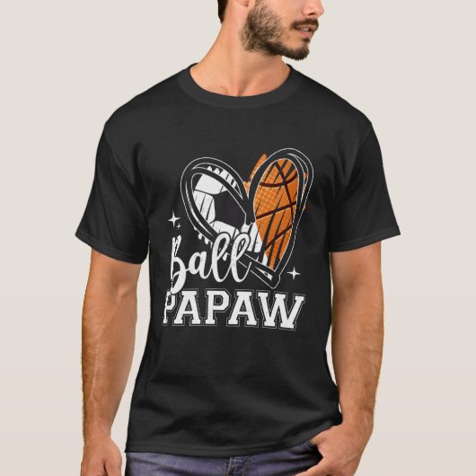 Bal Papaw Voetbal Basketbal Hart T-shirt (Voorkant)