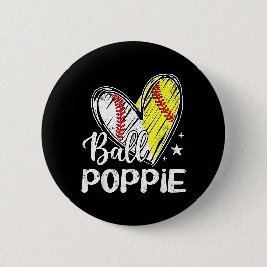 Bal per Bal Hart Honkbal Softbal Ronde Button 5,7 Cm (Voorkant)