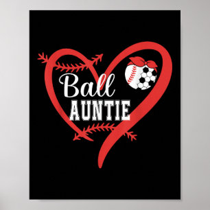 Bal Tante Baseball Voetbalspeler Hart Liefde _1 Poster