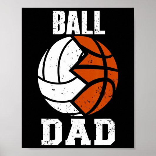bal vader leuk volleybal basketbal vader poster (Voorkant)