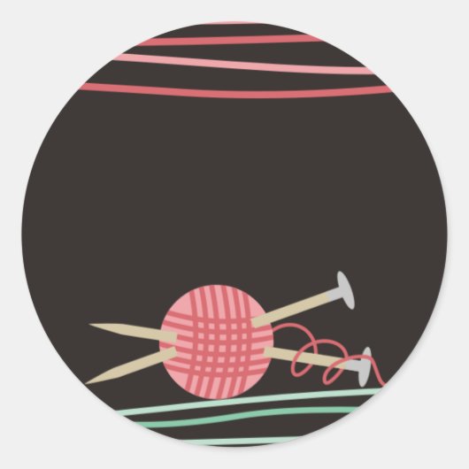 bal van garen breien ambachten verpakking geschenk ronde sticker (Voorkant)
