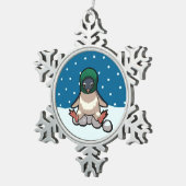 Balaclava Pinguïn Funny Christmas Sneeuwbal Cartoo Tin Sneeuwvlok Ornament (Rechts)