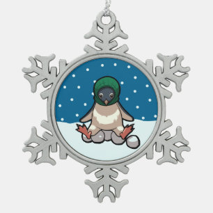 Balaclava Pinguïn Funny Christmas Sneeuwbal Cartoo Tin Sneeuwvlok Ornament