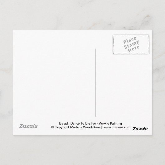 Baladi, Belly Dancer Beauful Art Briefkaarten (Achterkant)