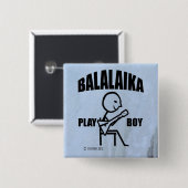 Balalaika Play Boy Vierkante Button 5,1 Cm (Voorkant /achterkant)