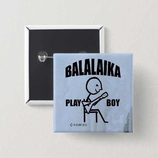 Balalaika Play Boy Vierkante Button 5,1 Cm (Voorkant /achterkant)