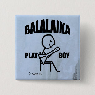 Balalaika Play Boy Vierkante Button 5,1 Cm