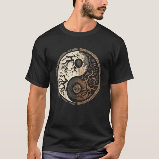 Balance and Harmony Yin Yang Symbol Nature Forest T-shirt (Voorkant)