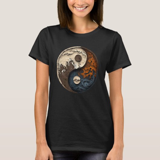 Balance and Harmony Yin Yang Symbol Ocean Forest T-shirt (Voorkant)