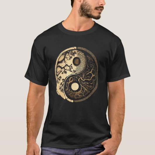 Balance and Harmony Yin Yang Symbol with Trees T-shirt (Voorkant)