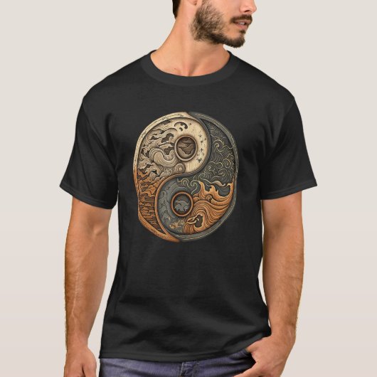 Balance and Harmony Yin Yang Symbol with Waves 1 T-shirt (Voorkant)