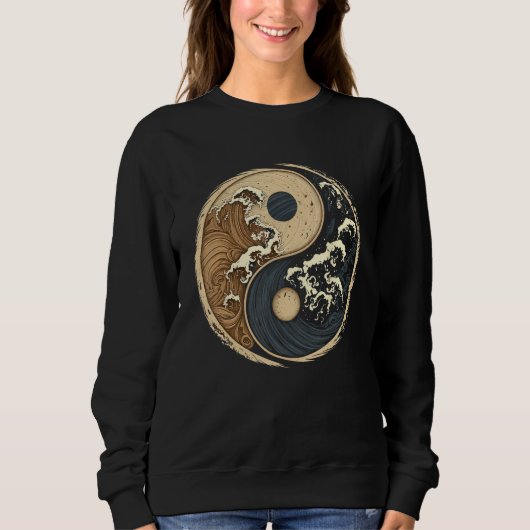 Balance and Harmony Yin Yang Symbol with Waves 2 Trui (Voorkant)