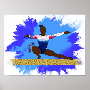 Balance Beam Gymnast Silhouet Poster
