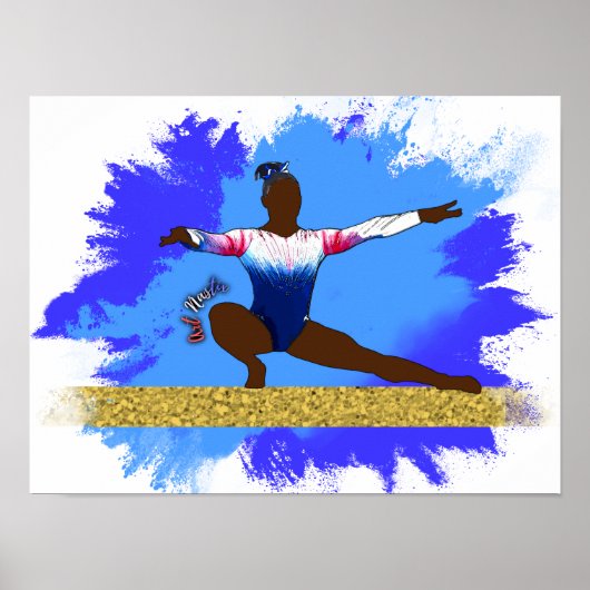 Balance Beam Gymnast Silhouet Poster (Voorkant)