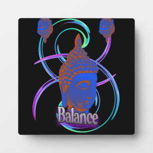 Balance Buddha Swirl Tafelblad Plaque met Ezel Fotoplaat