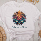 "Balance is Bliss"  Kleurrijke Lotus Flower T-shirt