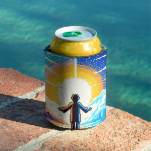 Balance of Worlds - Futuristische Pixel Art Tech Blikjeskoeler