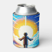 Balance of Worlds - Futuristische Pixel Art Tech Blikjeskoeler (Blikje Voorkant)