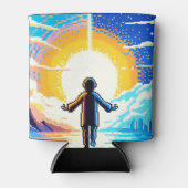 Balance of Worlds - Futuristische Pixel Art Tech Blikjeskoeler (Voorkant)