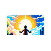 Balance of Worlds - Futuristische Pixel Art Tech Etiket (Voorkant)