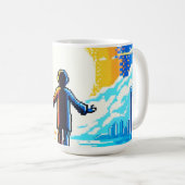 Balance of Worlds - Futuristische Pixel Art Tech Koffiemok (Voorkant rechts)