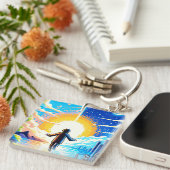 Balance of Worlds - Futuristische Pixel Art Tech Sleutelhanger (Voorkant Rechts)