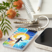 Balance of Worlds - Futuristische Pixel Art Tech Sleutelhanger (Voorkant Rechts)