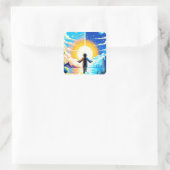 Balance of Worlds - Futuristische Pixel Art Tech Vierkante Sticker (Tas)