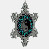 Balance YinYang Aqua Black New age Sparkle Tin Sneeuwvlok Ornament (Links)