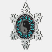 Balance YinYang Aqua Black New age Sparkle Tin Sneeuwvlok Ornament (Rechts)