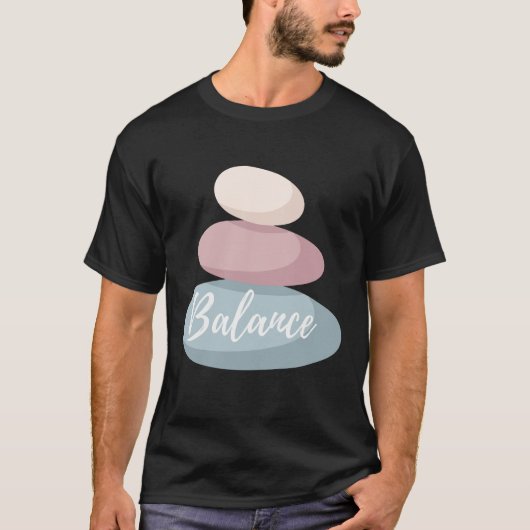 Balance Zen Stones Minimalistisch Design – Mindful T-shirt (Voorkant)