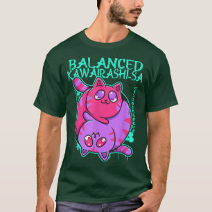 Balanced Kawairashi-sa Yin Yang Anime Cat Kitten O T-shirt