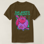 Balanced Kawairashi-sa Yin Yang Anime Cat Kitten O T-shirt (Design voorkant)