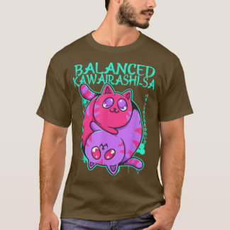 Balanced Kawairashi-sa Yin Yang Anime Cat Kitten O T-shirt