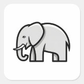 Balanced Minimal Elephant Illustration Vierkante Sticker (Voorkant)