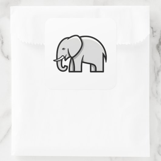 Balanced Minimal Elephant Illustration Vierkante Sticker (Tas)