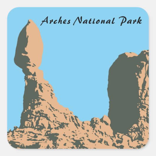 Balanced rock in Arches National Park - Utah, VS Vierkante Sticker (Voorkant)