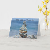 Balanced Rocks Aanmoediging Goed Werk Kunst Kaart (Gele Bloem)