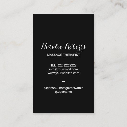 Balanced Rocks Massage Therapy Hands Health Spa Visitekaartje (Achterkant)