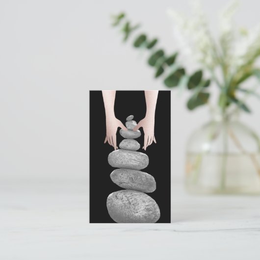Balanced Rocks Massage Therapy Hands Health Spa Visitekaartje (Staand voorkant)