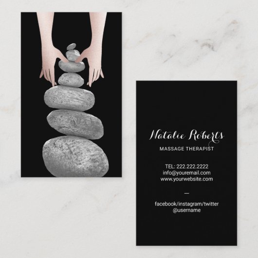 Balanced Rocks Massage Therapy Hands Health Spa Visitekaartje (Voorkant / Achterkant)