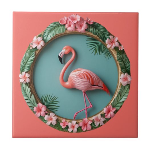 balancerende flamingo tegeltje (Voorkant)