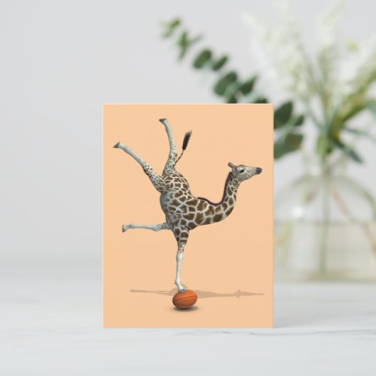 Balancerende Giraffe Briefkaart (Staand voorkant)