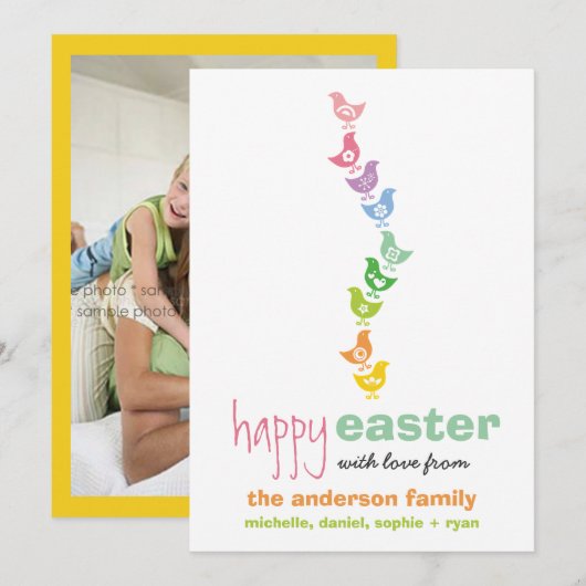 Balancerende pastels regenboogkuikens Whimsical Ea Feestdagenkaart (Voorkant / Achterkant)