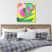 Balancing Act Yellow Background Canvas Print (Insitu (Slaapkamer))