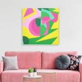 Balancing Act Yellow Background Canvas Print (Insitu (Woonkamer))